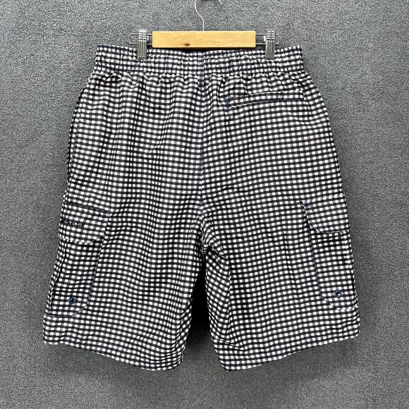 Beverly Hills Polo Club Trunks Mens Small Swimming Shorts Black White Check - Picture 2 of 14
